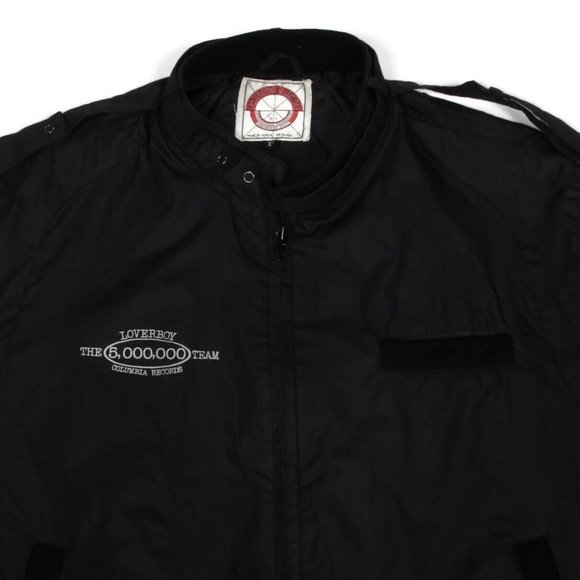 Vtg 80s  LOVERBOY 5 Million Team Columbia Records Black Bomber Jacket sz XL /097 - Picture 2 of 5